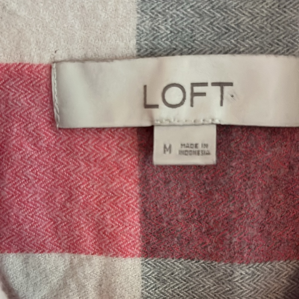 Flannel Button Down Shirt From Loft Euc - image 2